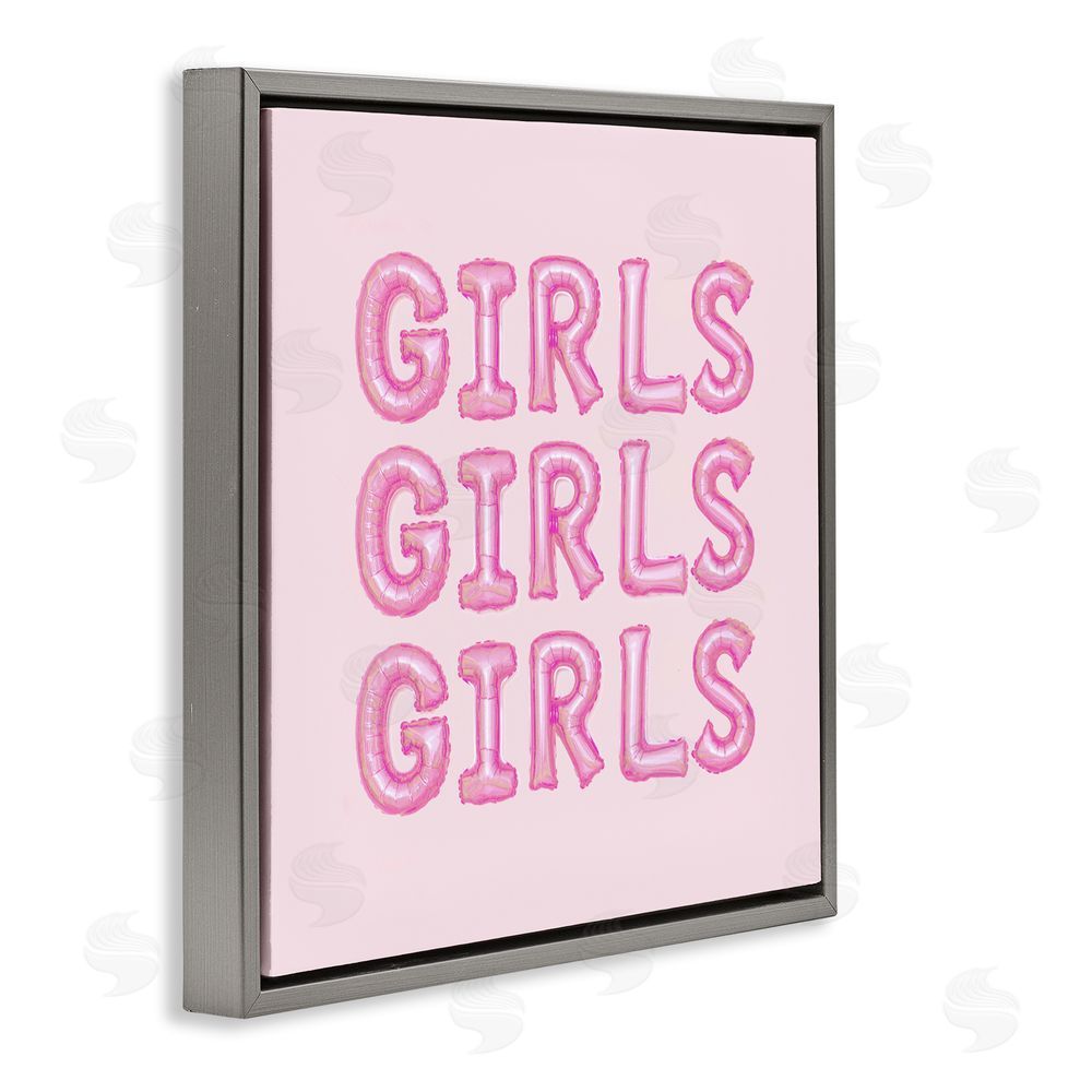 LISH Creative Girls Letters Party Balloons Gray Floating Frame Canvas Wall Art