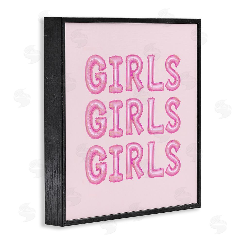 LISH Creative Girls Letters Party Balloons Blacked Framed Giclee Wall Art Print