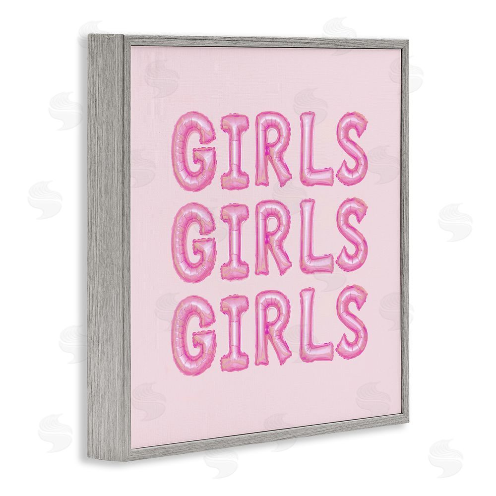 LISH Creative Girls Letters Party Balloons Gray Framed Giclee Wall Art Print