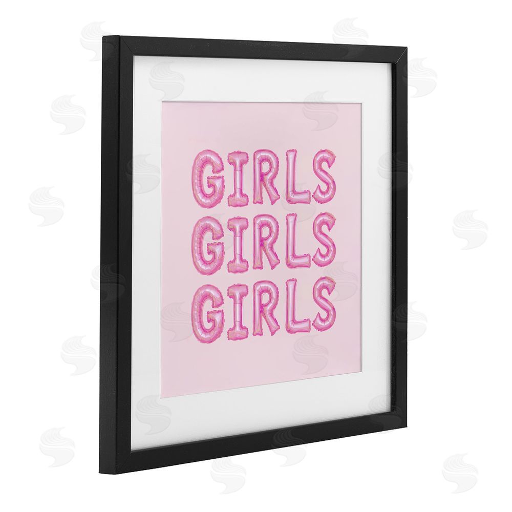 LISH Creative Girls Letters Party Balloons Black Framed Print Under Glass with Mat Wall Art