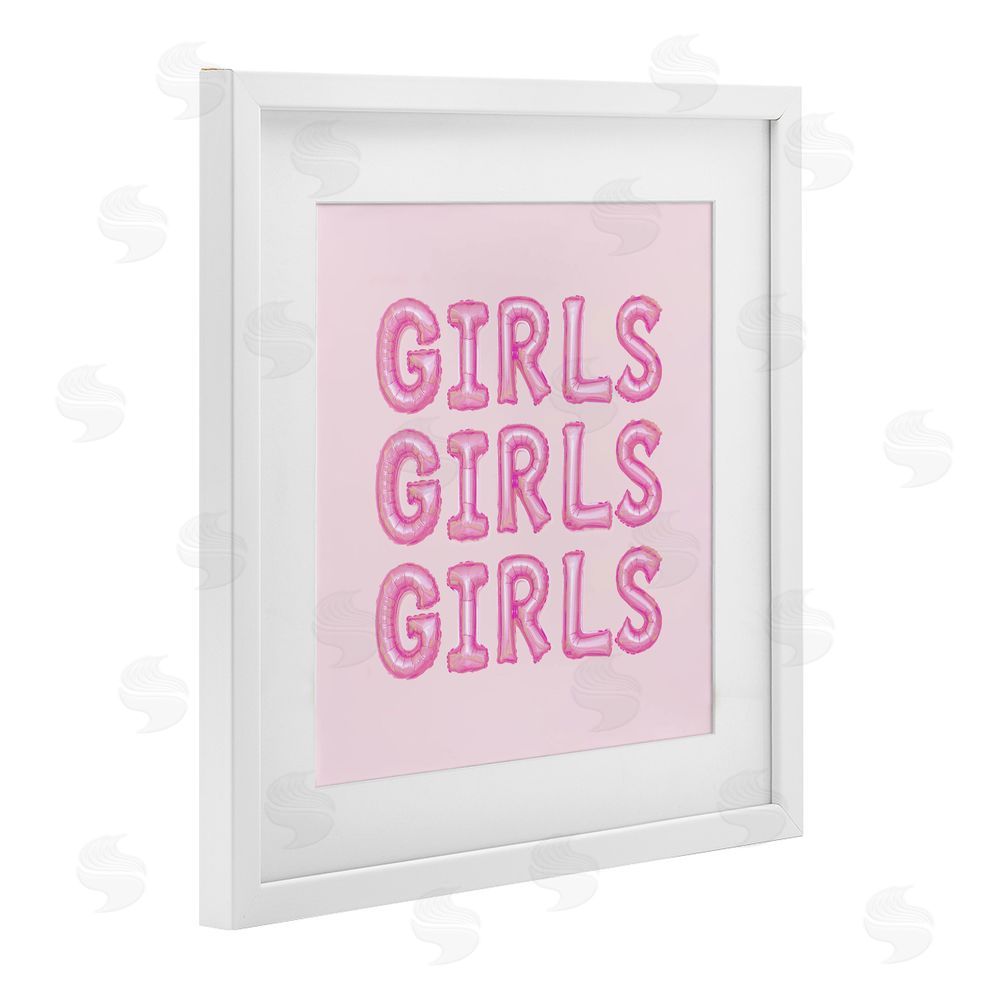 LISH Creative Girls Letters Party Balloons White Framed Print Under Glass with Mat Wall Art