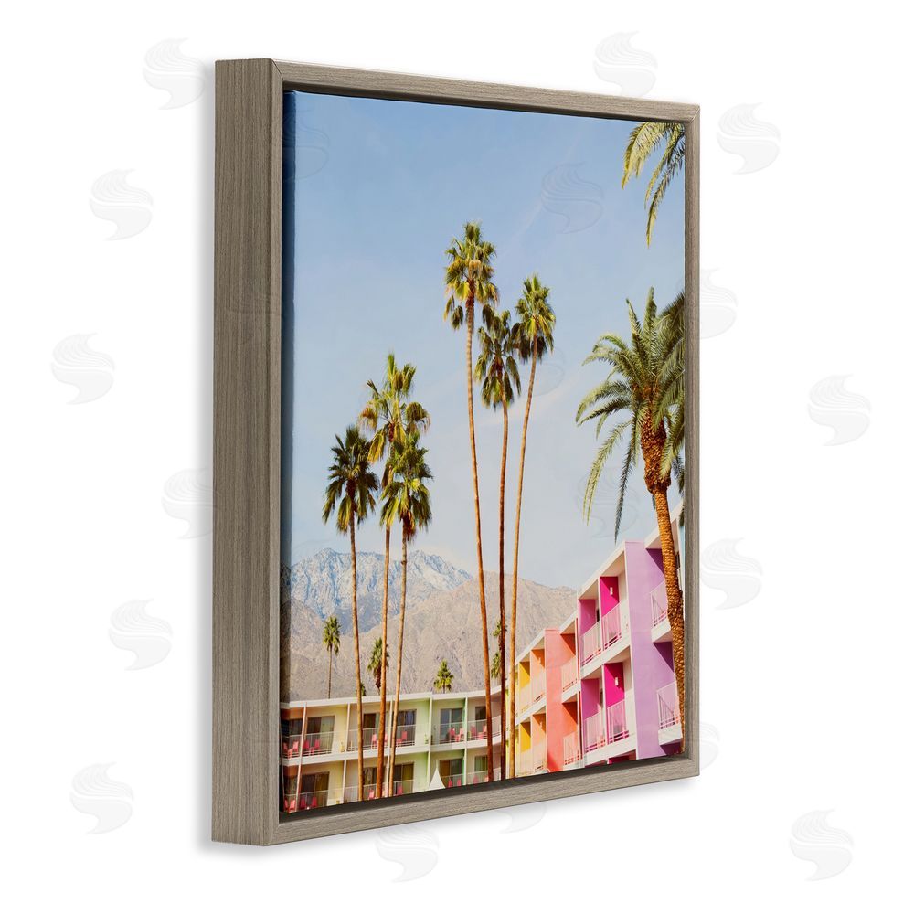 LISH Creative Looming Palms over Resort Brown Floating Frame Canvas Wall Art Print
