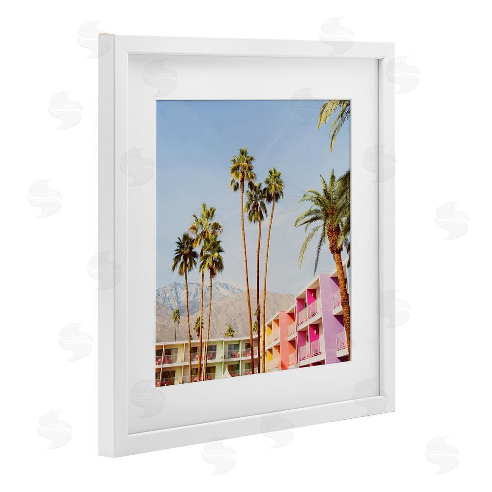 LISH Creative Looming Palms over Resort White Framed Print Under Glass Wall Art