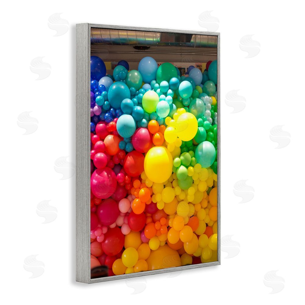 LISH Creative Lively Colorful Balloons Gray Framed Giclee Wall Art Print
