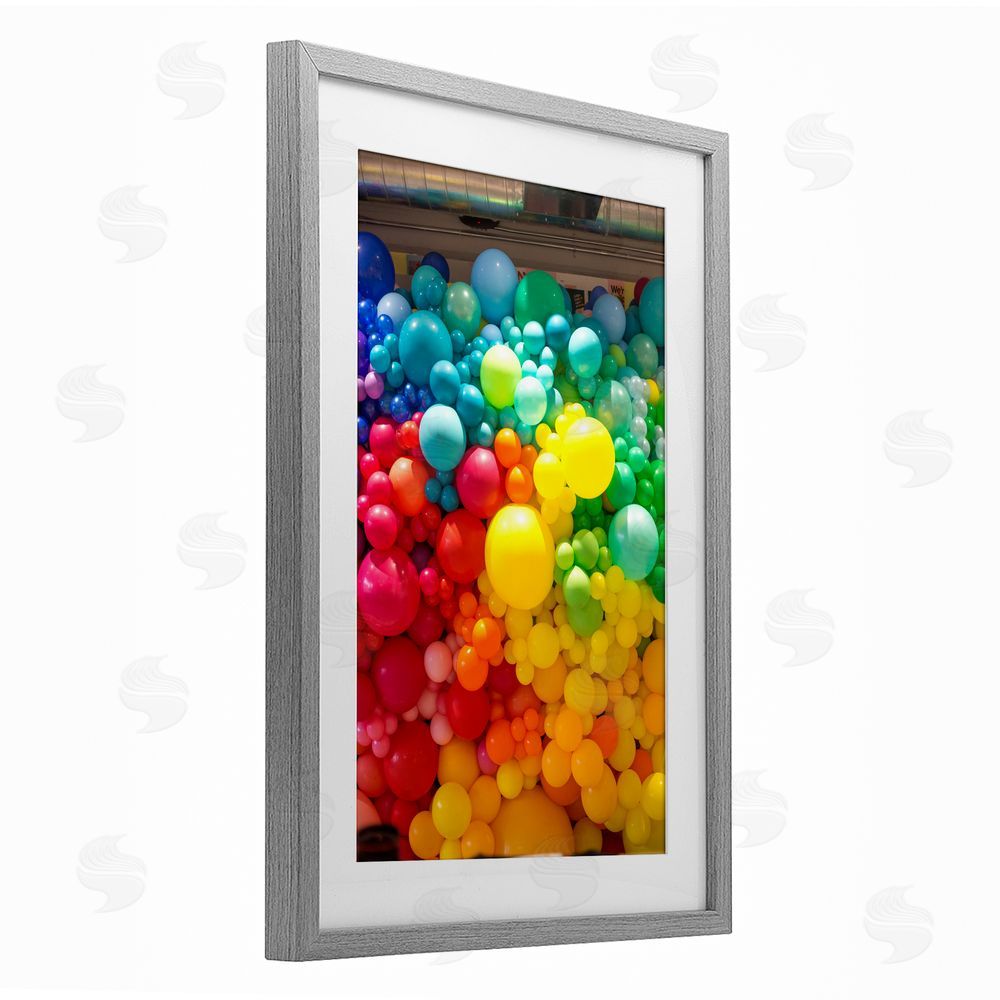 LISH Creative Lively Colorful Balloons Gray Framed Print Under Glass with Mat Wall Art