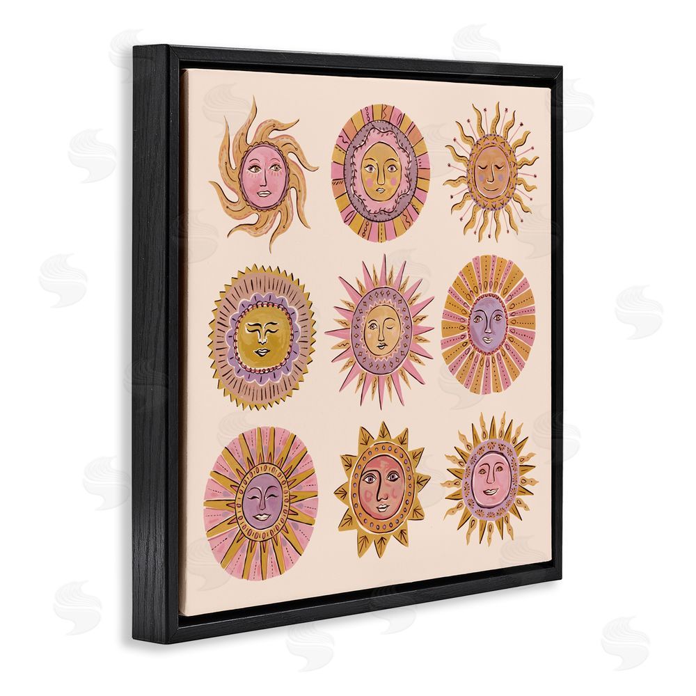 Two If By Sea Studios Boho Solar Faces Black Floating Frame Canvas Wall Art Print