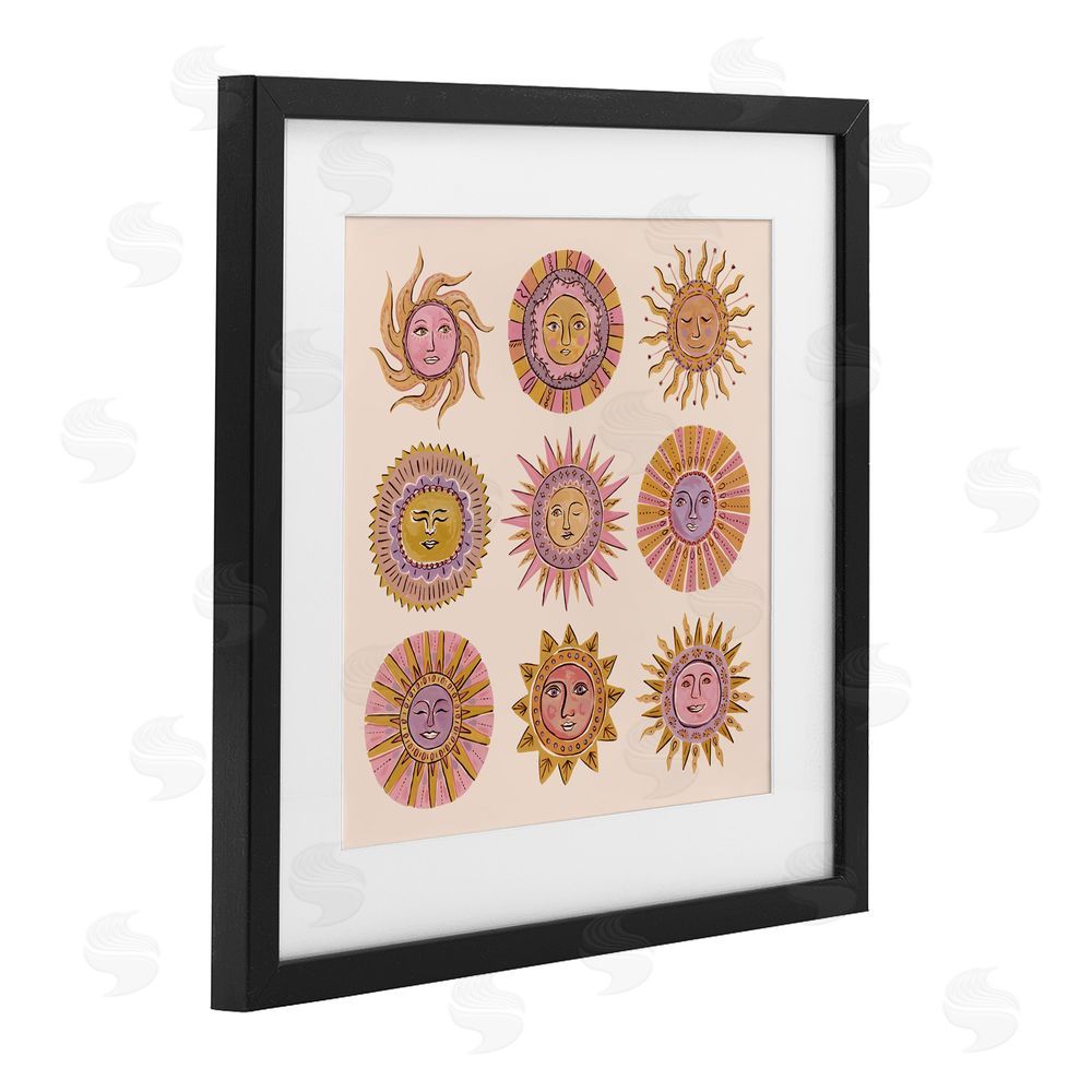 Two If By Sea Studios Boho Solar Faces Black Framed Print Under Glass Wall Art