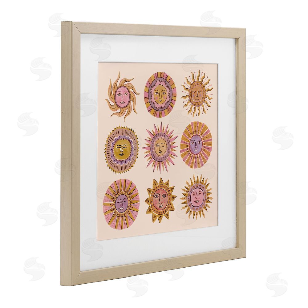 Two If By Sea Studios Boho Solar Faces Birch Framed Print Under Glass Wall Art