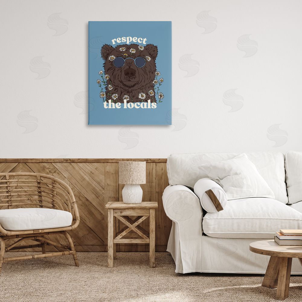 Two If By Sea Studios Respect The Locals Bear Stretched Canvas Wall Art Print in Room