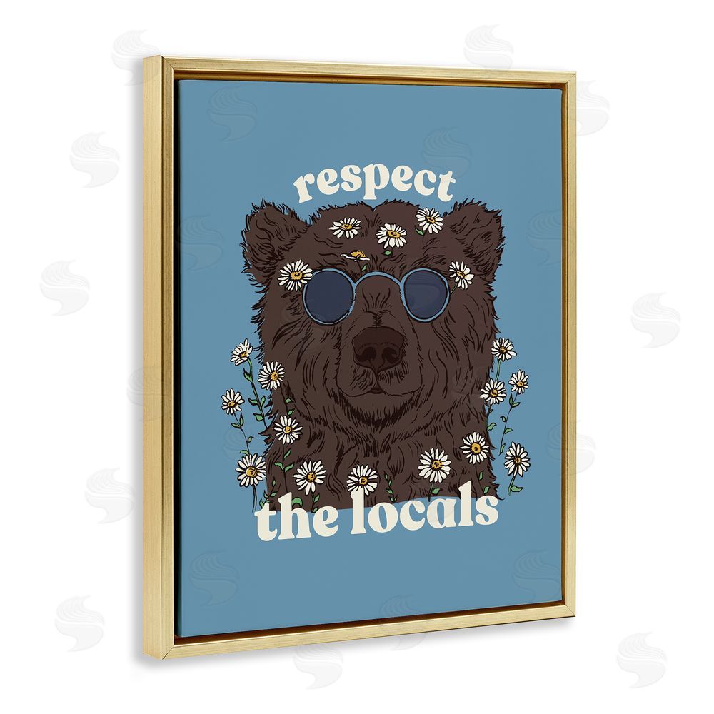 Two If By Sea Studios Respect The Locals Bear Gold Floating Frame Canvas Wall Art Print