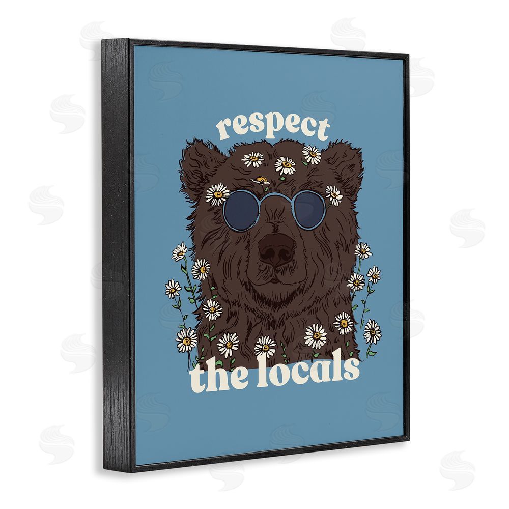 Two If By Sea Studios Respect The Locals Bear Black Framed Giclee Wall Art Print