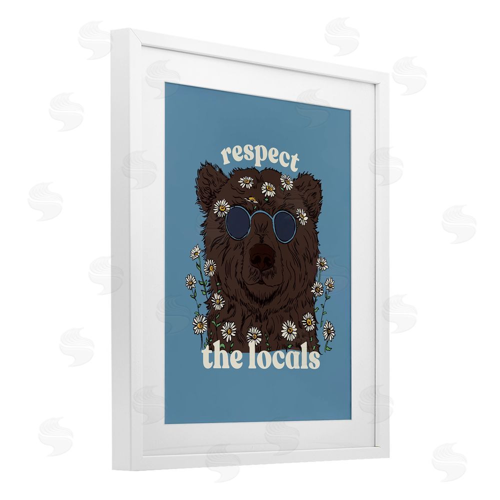 Two If By Sea Studios Respect The Locals Bear White Framed Print Under Glass Wall Art