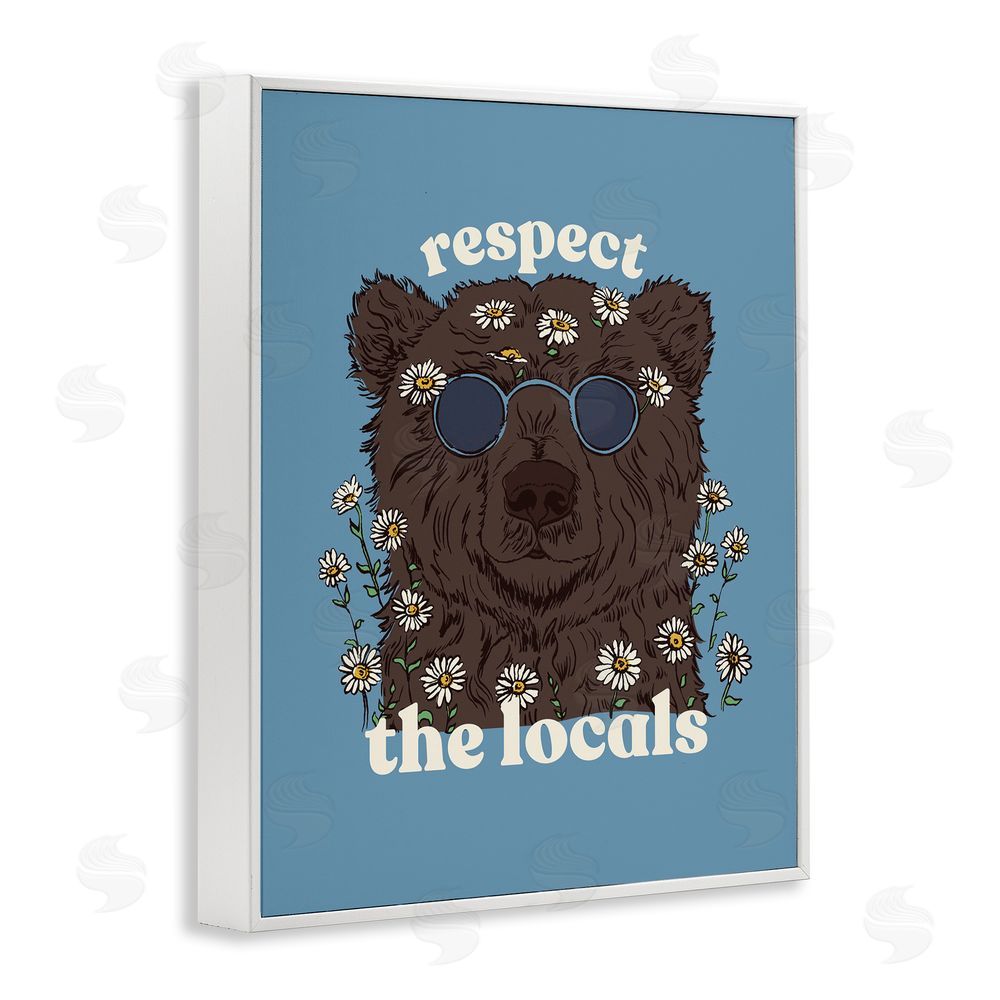 Two If By Sea Studios Respect The Locals Bear White Framed Giclee Wall Art Print
