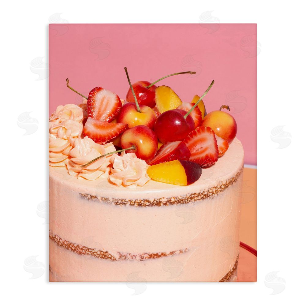 LISH Creative Strawberry Fruit Cake Stretched Canvas Wall Art Print
