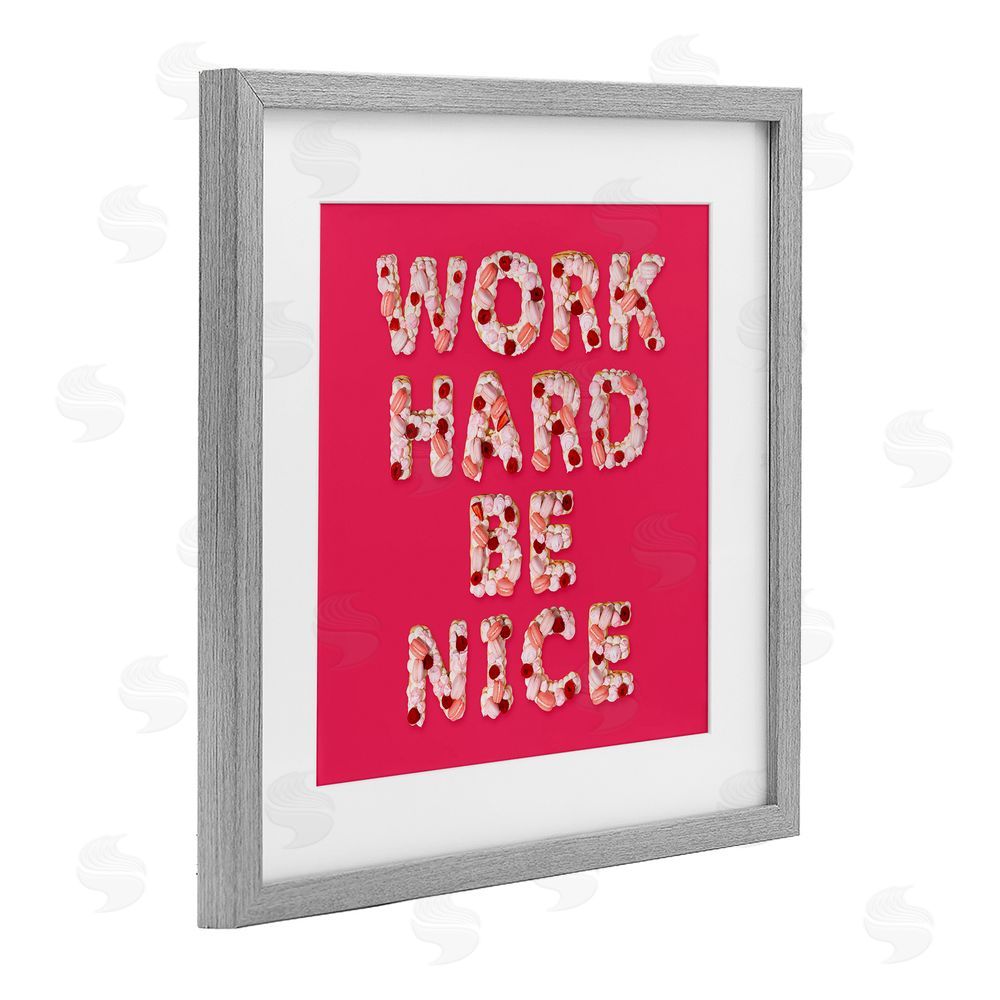 LISH Creative Work Hard Be Nice Gray Framed Print Under Glass Wall Art