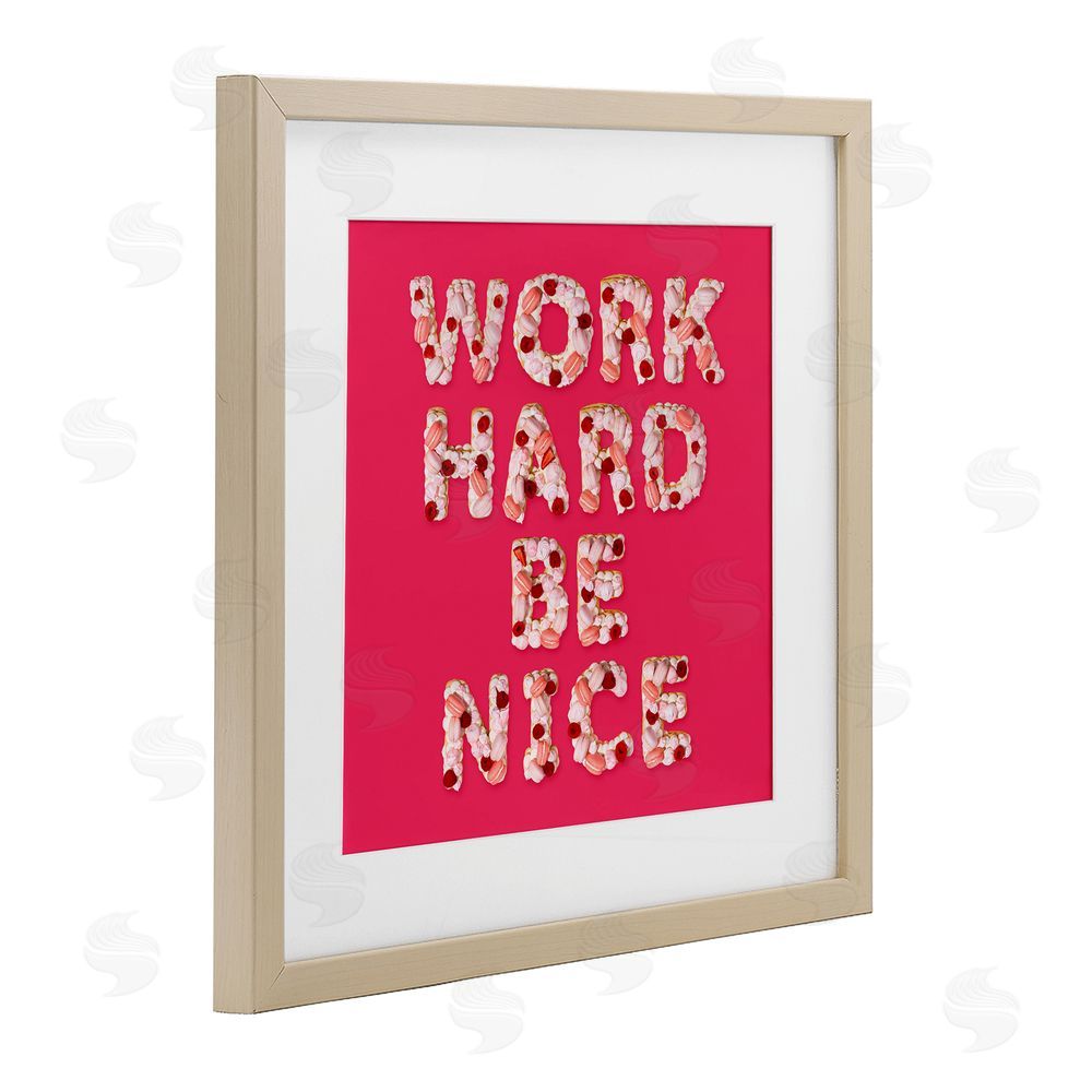 LISH Creative Work Hard Be Nice Brown Framed Print Under Glass Wall Art
