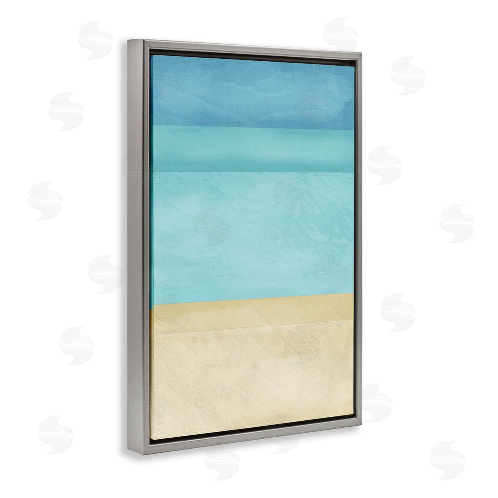 Martina Pavlova Abstract Beach Coastal Color Block Gray Floating Frame Canvas Wall Art Print