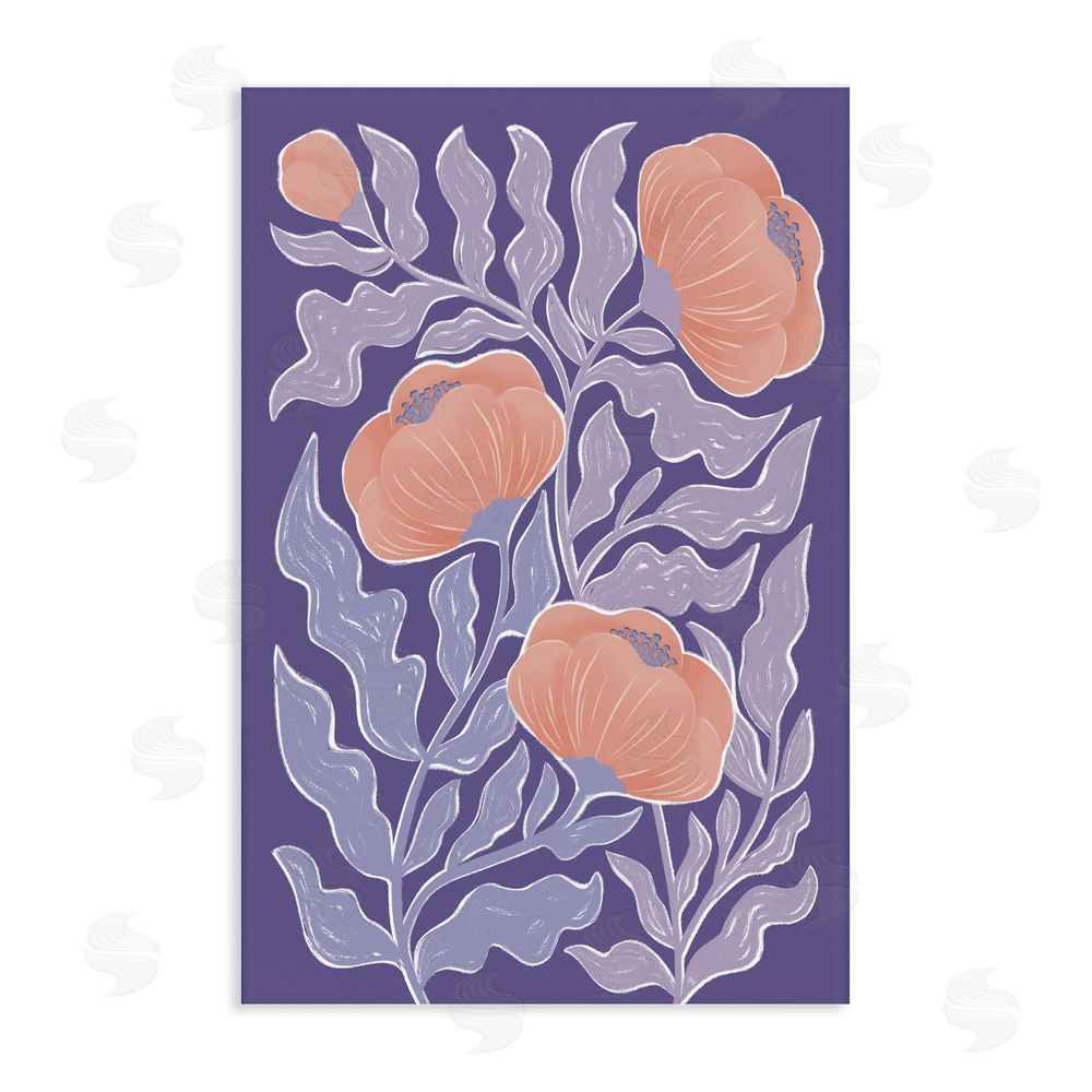 Martina Pavlova Midcentury Purple Poppies Stretched Canvas Wall Art