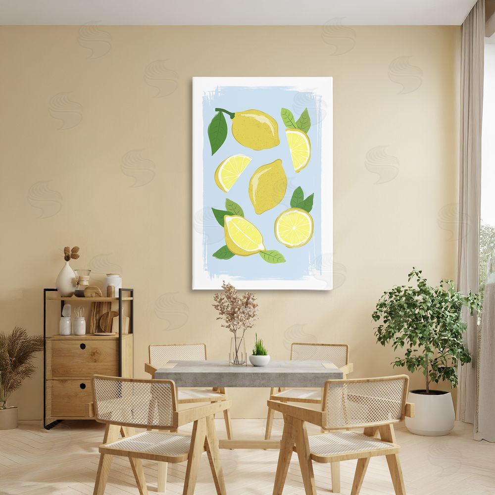 Martina Pavlova Pastel Summer Lemons Canvas Wall Art Print in Room