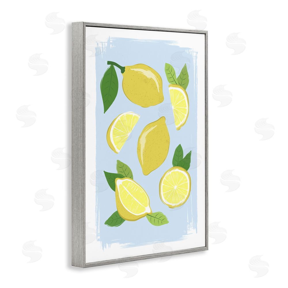 Martina Pavlova Pastel Summer Lemons Gray Framed Giclee Wall Art Print