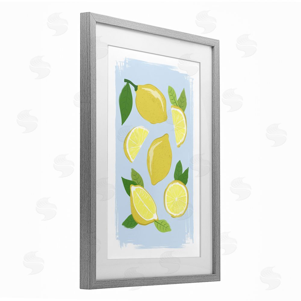 Martina Pavlova Pastel Summer Lemons Gray Framed Print Under Glass Wall Art