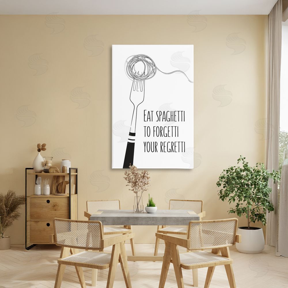 Martina Pavlova Funny Spaghetti Sass Stretched Canvas Wall Art in Room
