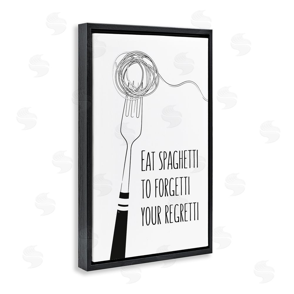 Martina Pavlova Funny Spaghetti Sass Black Floating Frame Canvas Wall Art