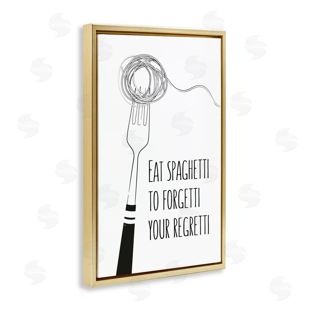 Martina Pavlova Funny Spaghetti Sass Gold Floating Frame Canvas Wall Art
