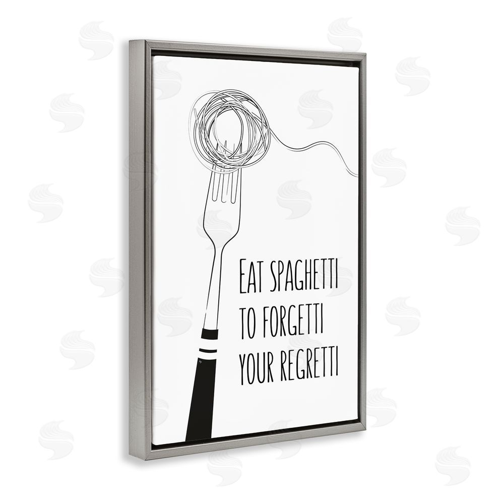 Martina Pavlova Funny Spaghetti Sass Gray Floating Frame Canvas Wall Art