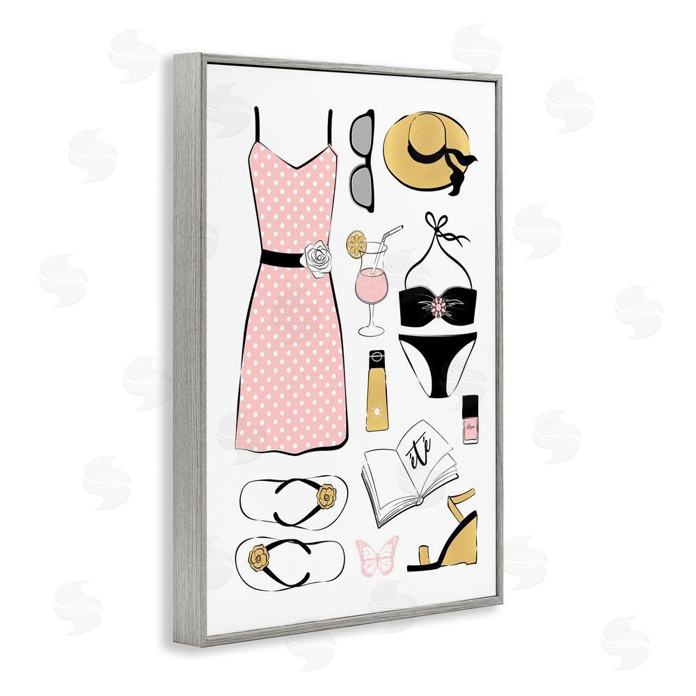 Martina Pavlova Summer Vibes Necessities Gray Framed Giclee Wall Art Print