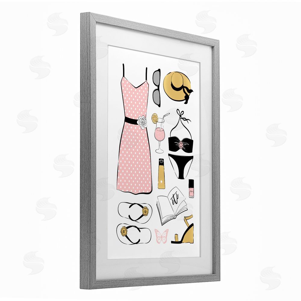 Martina Pavlova Summer Vibes Necessities Gray Framed Print Under Glass Wall Art