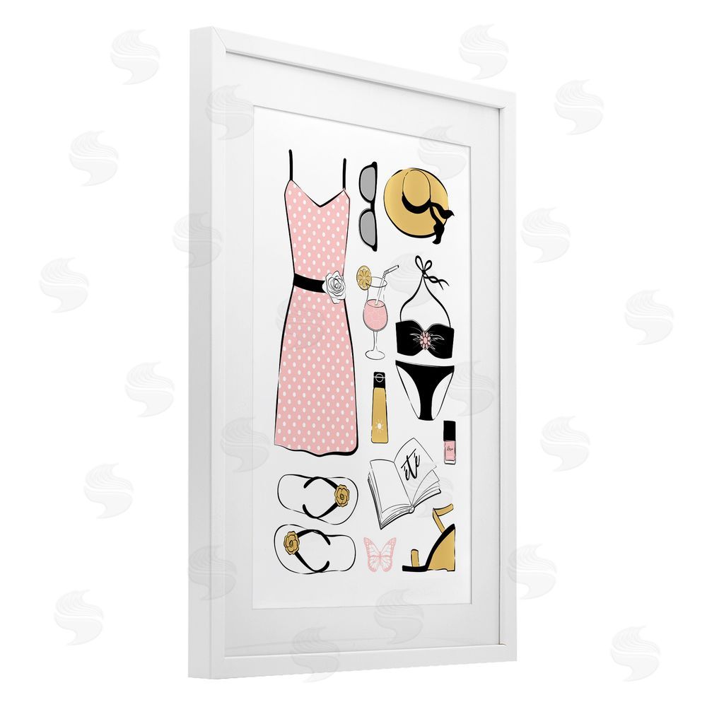 Martina Pavlova Summer Vibes Necessities White Framed Print Under Glass Wall Art