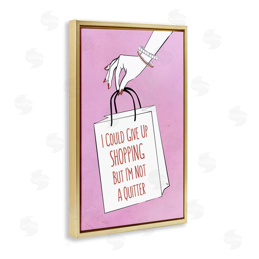 Martina Pavlova Not A Quitter Shopping Gold Floating Frame Canvas Wall Art Print