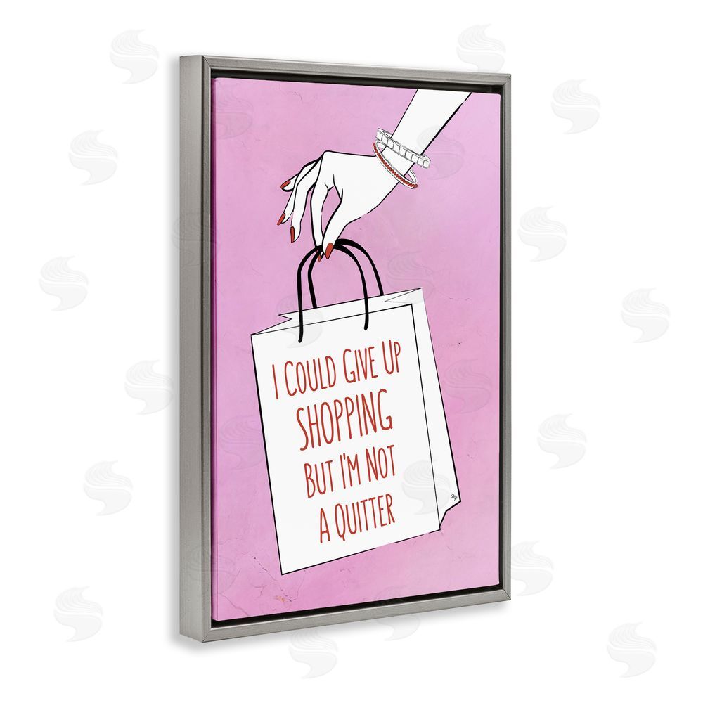 Martina Pavlova Not A Quitter Shopping Gray Floating Frame Canvas Wall Art Print