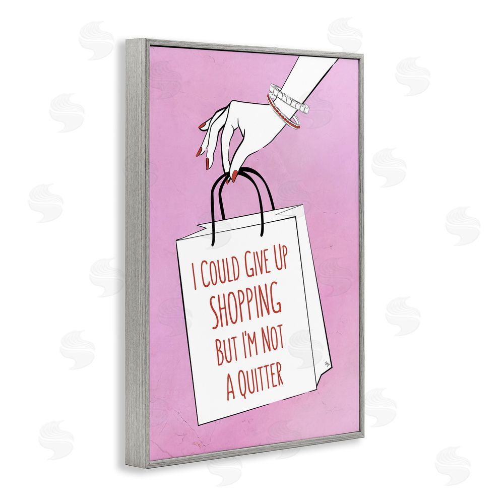 Martina Pavlova Not A Quitter Shopping Gray Framed Giclee Wall Art Print