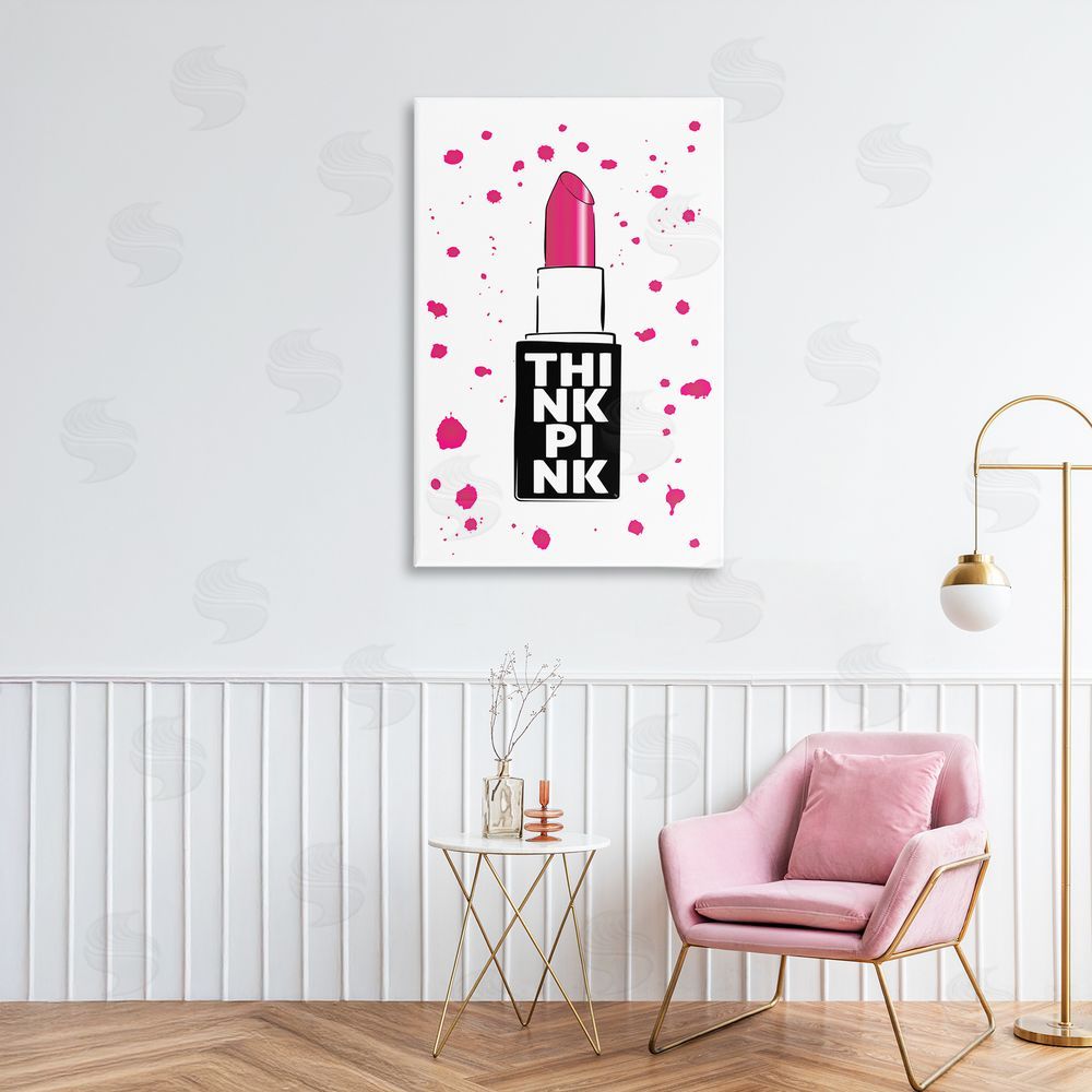 Martina Pavlova Think Pink Lipstick Stretched Canvas Wall Art in Room