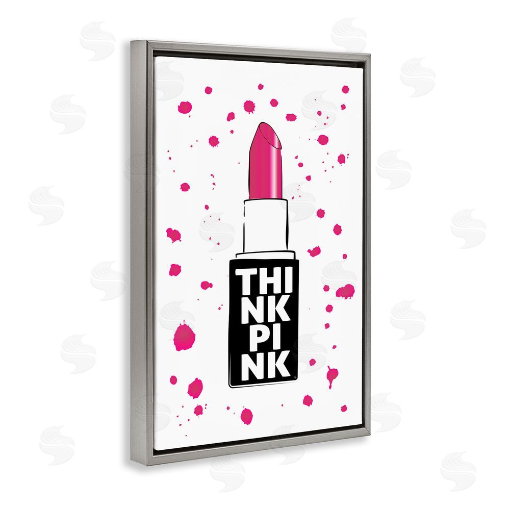 Martina Pavlova Think Pink Lipstick Gray Floating Frame Canvas Wall Art Print