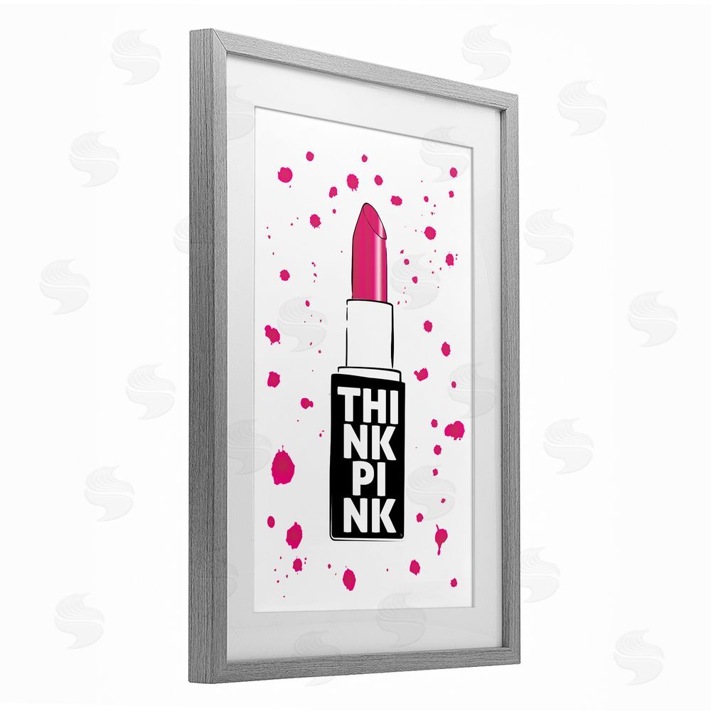 Martina Pavlova Think Pink Lipstick Gray Framed Print Under Glass Wall Art