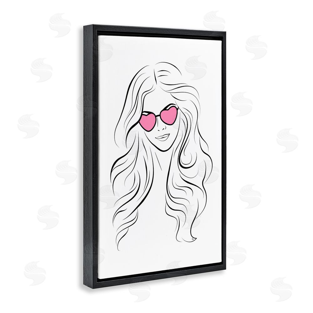 Martina Pavlova Leila Pink Heart Sunglasses Black Floating Frame Canvas Wall Art Print