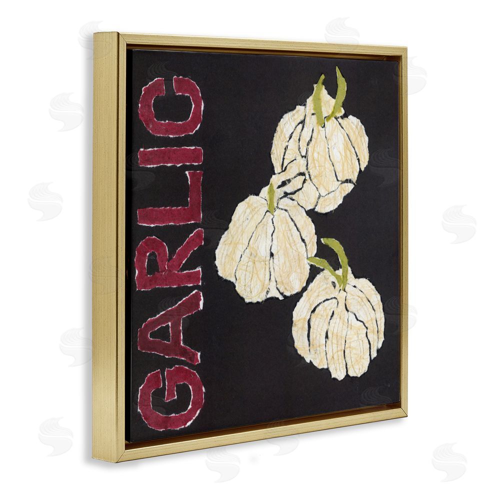 Nancy Overton Garlic Garden Vegetable Gold Floating Frame Canvas Wall Art Print
