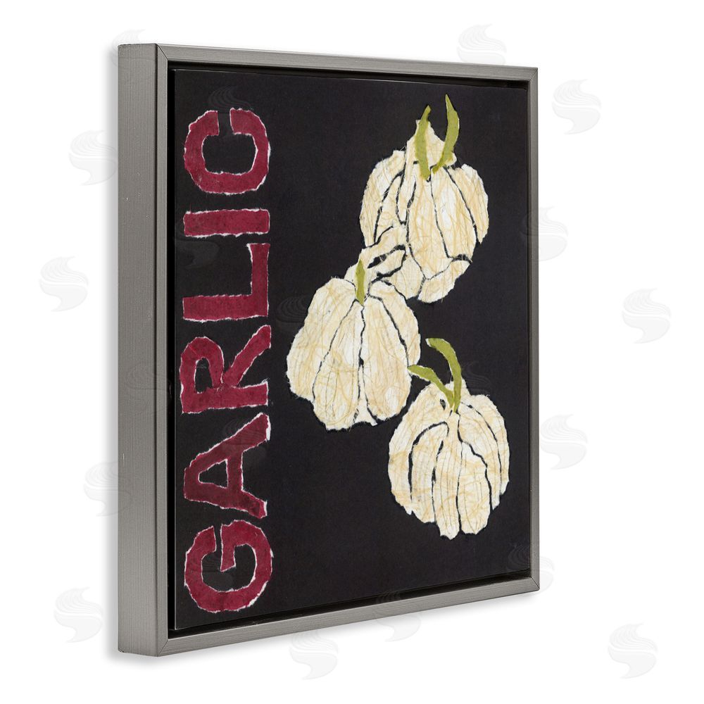 Nancy Overton Garlic Garden Vegetable Gray Floating Frame Canvas Wall Art Print