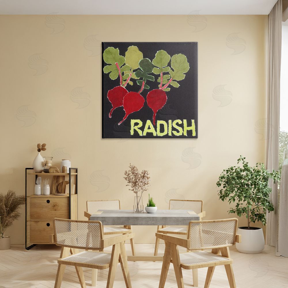 Nancy Overton Collaged Radish Vegetables Stretched Canvas Wall Art in Room