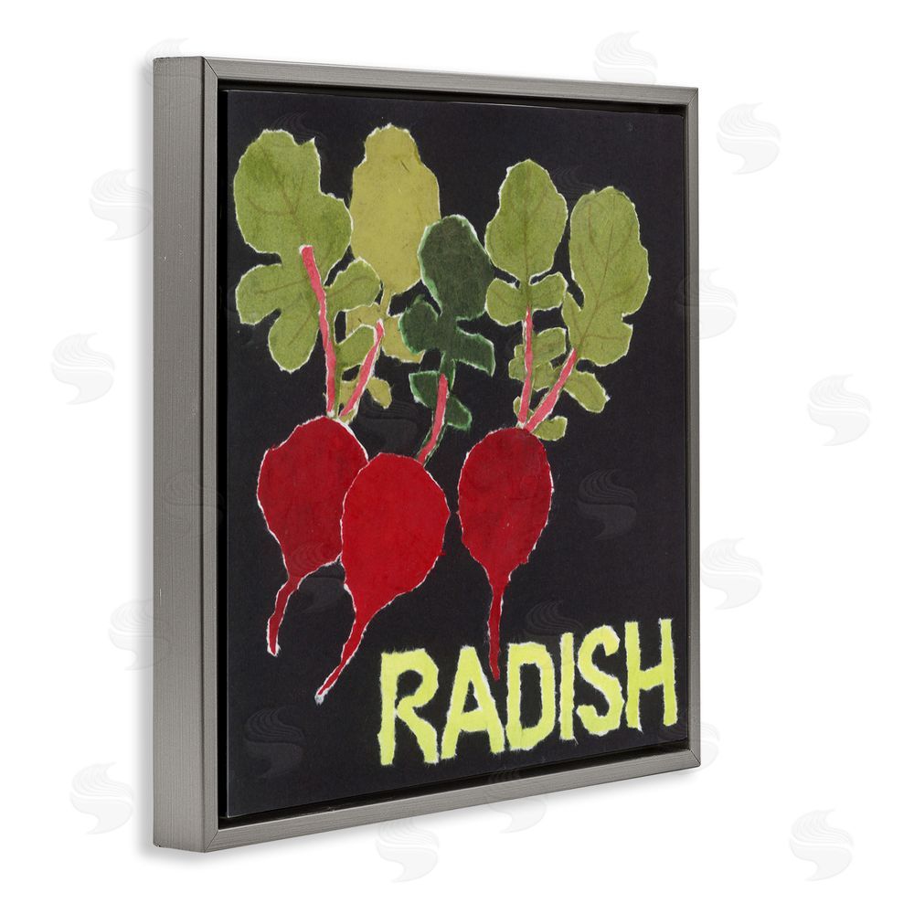 Nancy Overton Collaged Radish Vegetables Gray Floating Frame Canvas Wall Art Print