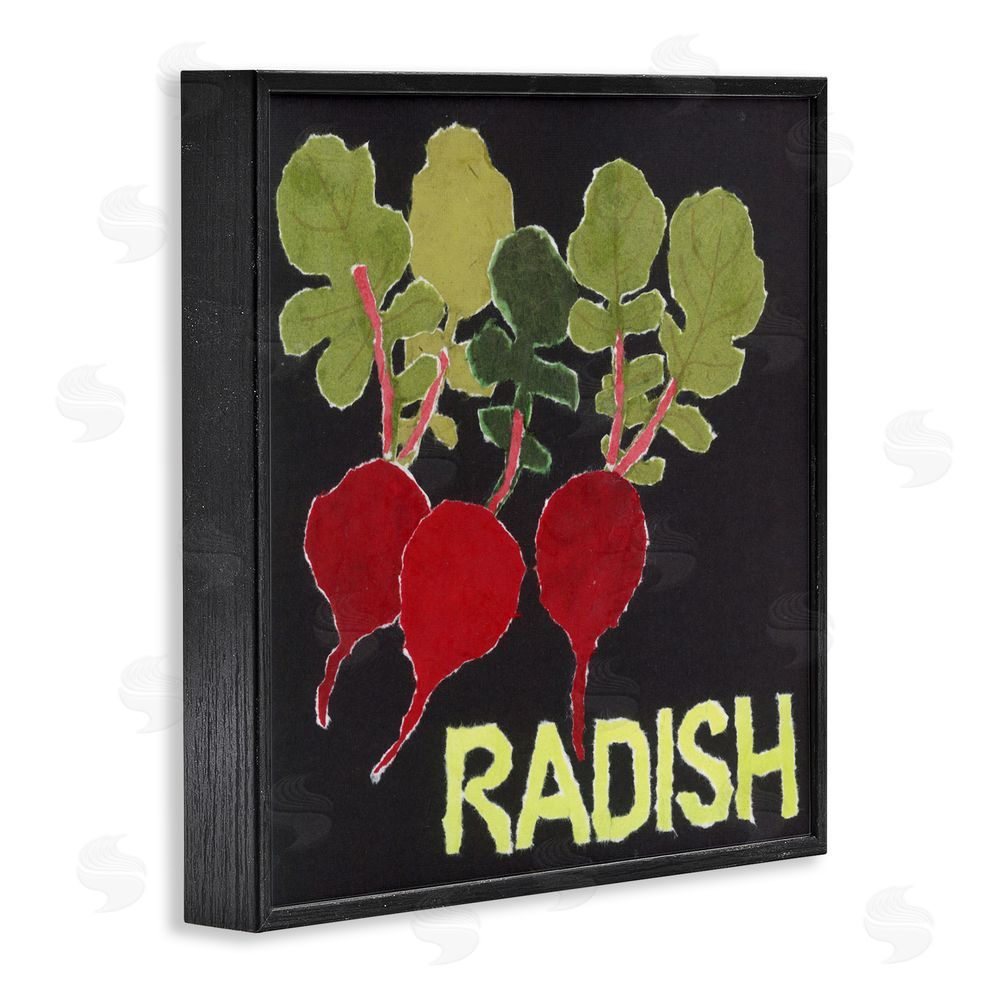 Nancy Overton Collaged Radish Vegetables Black Framed Giclee Wall Art Print