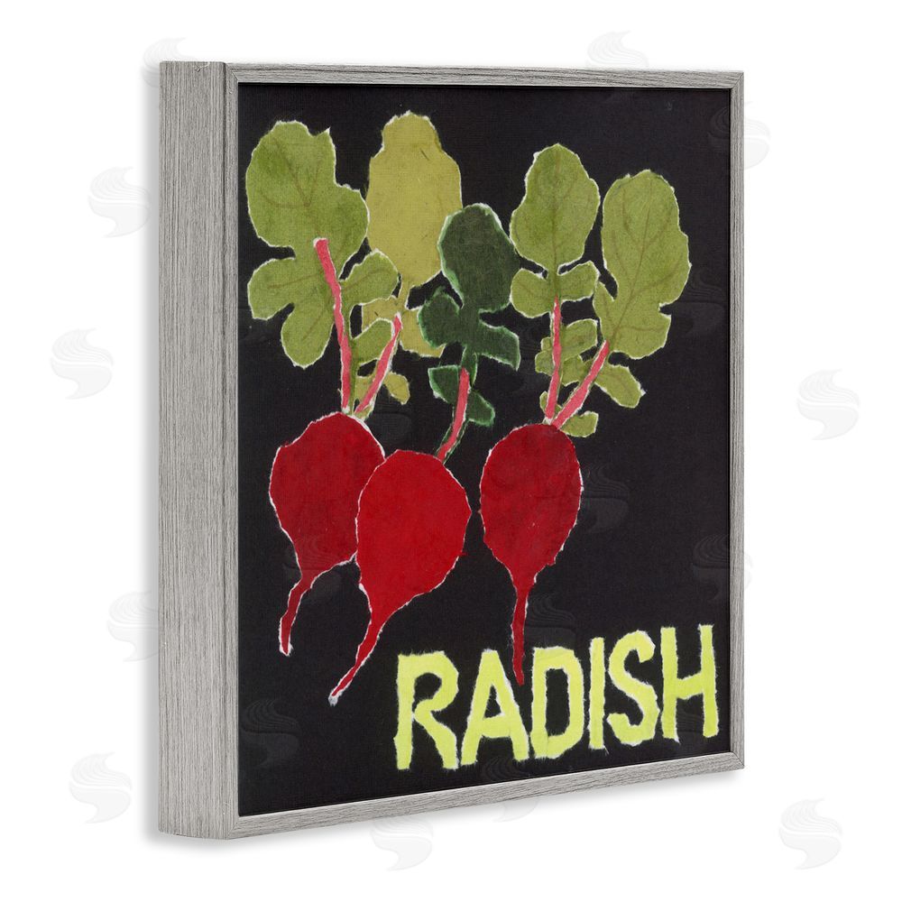 Nancy Overton Collaged Radish Vegetables Gray Framed Giclee Wall Art Print