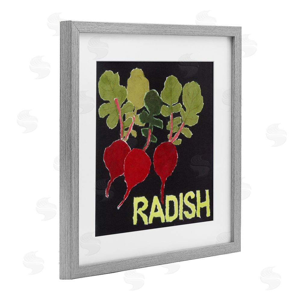 Nancy Overton Collaged Radish Vegetables Gray Framed Print Under Glass Wall Art