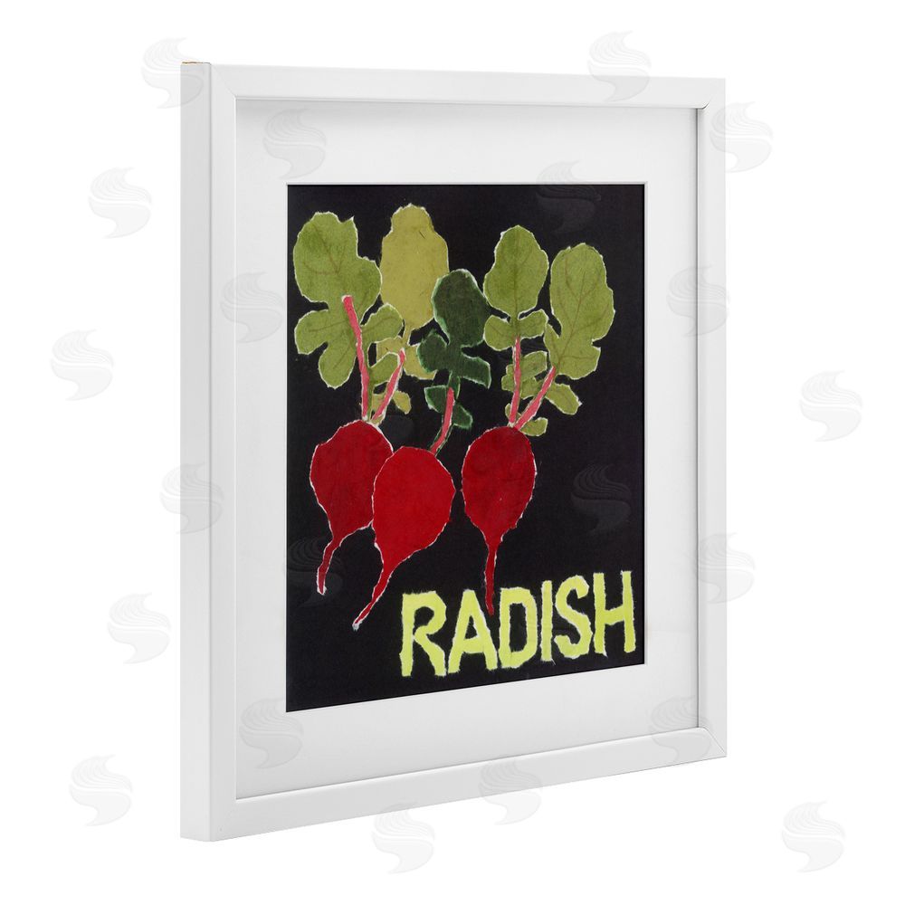 Nancy Overton Collaged Radish Vegetables White Framed Print Under Glass Wall Art