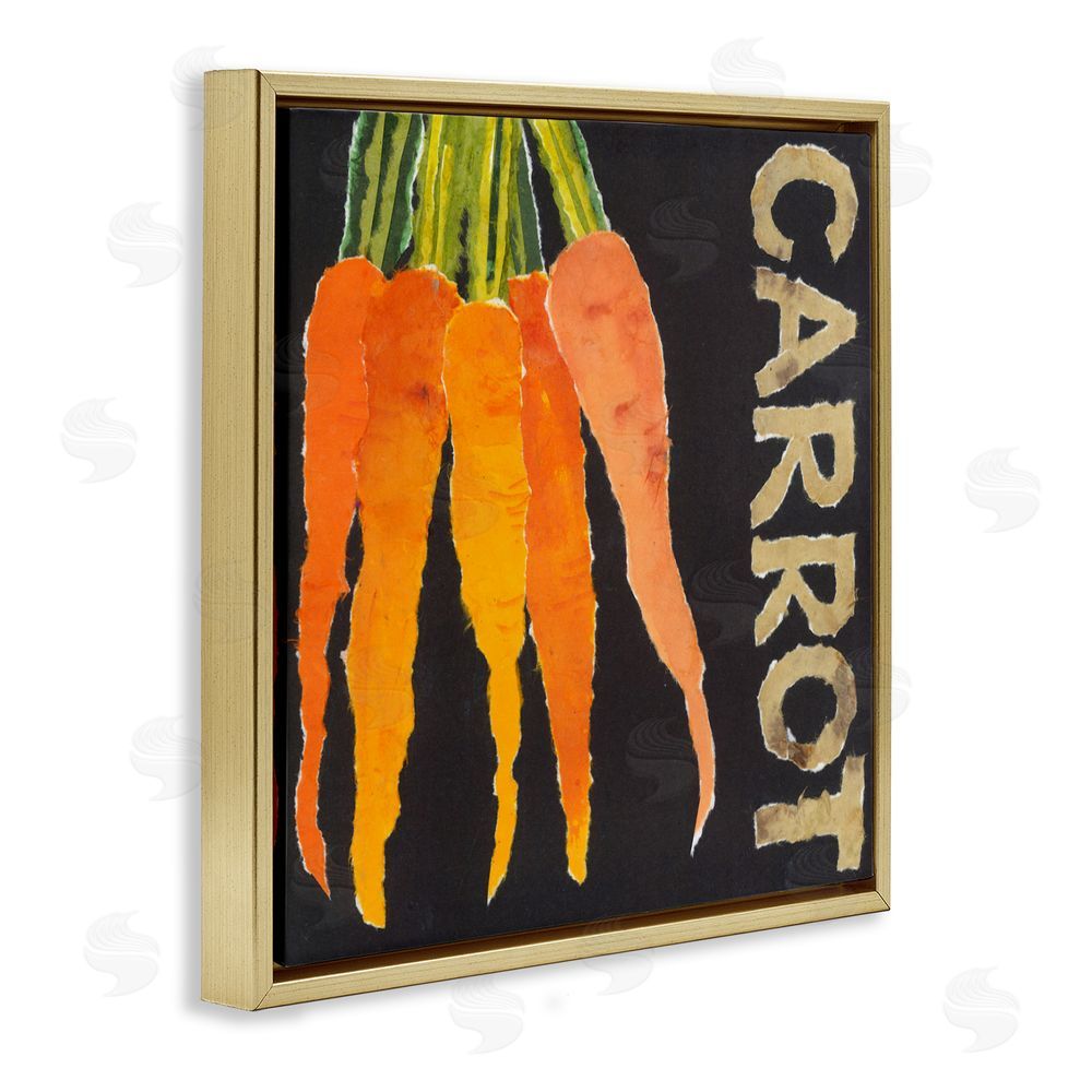 Nancy Overton Carrot Root Vegetable Gold Floating Frame Canvas Wall Art Print