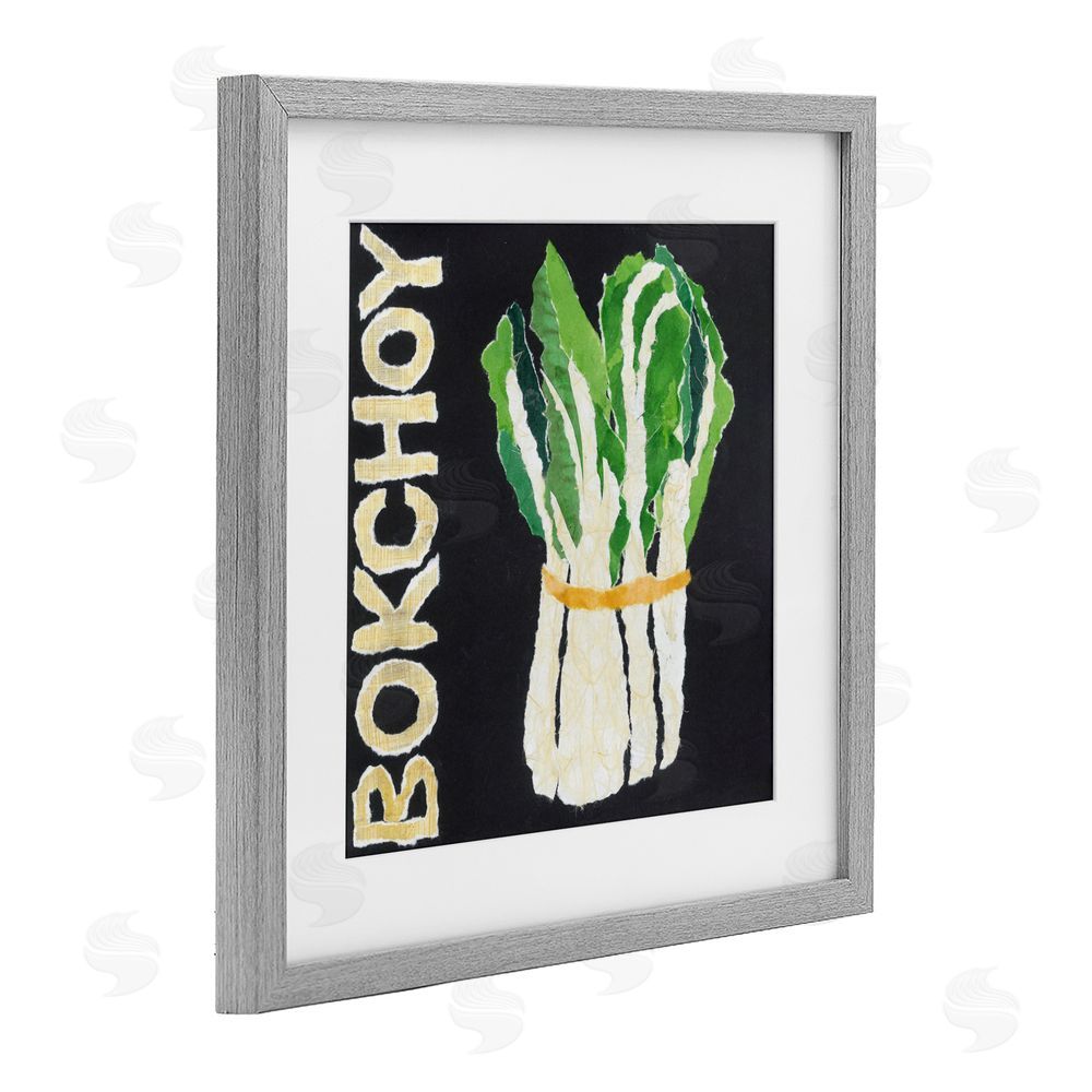 Nancy Overton Bok Choy Leafy Vegetable Gray Framed Print Under Glass Wall Art