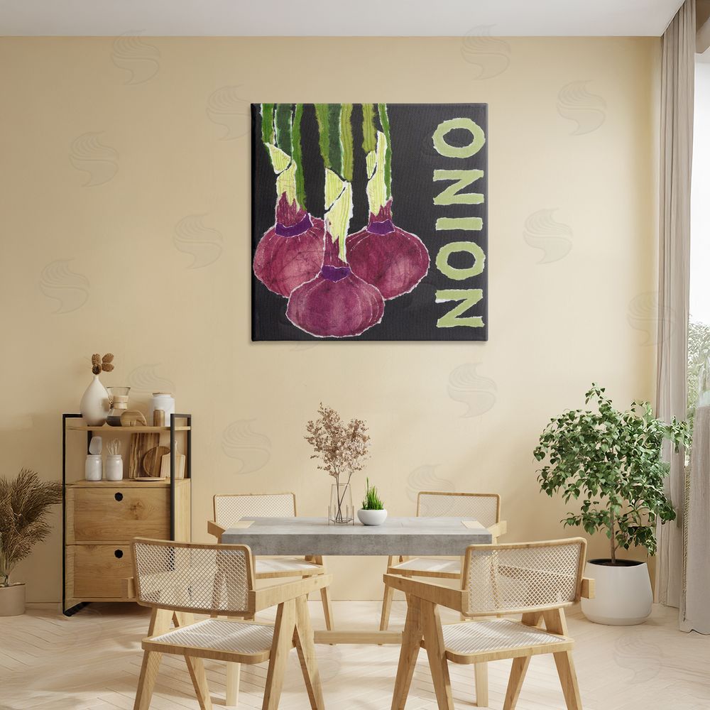 Nancy Overton Collaged Garden Onion Stretched Canvas Wall Art in Room
